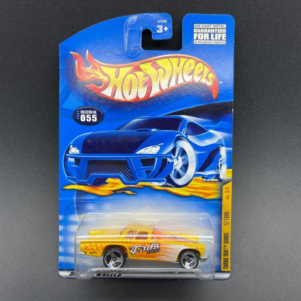 Hot Wheels Turbo‎ Taxi 1957 '57 Ford T-Bird Thunderbird Yellow Diecast 1/64 #055